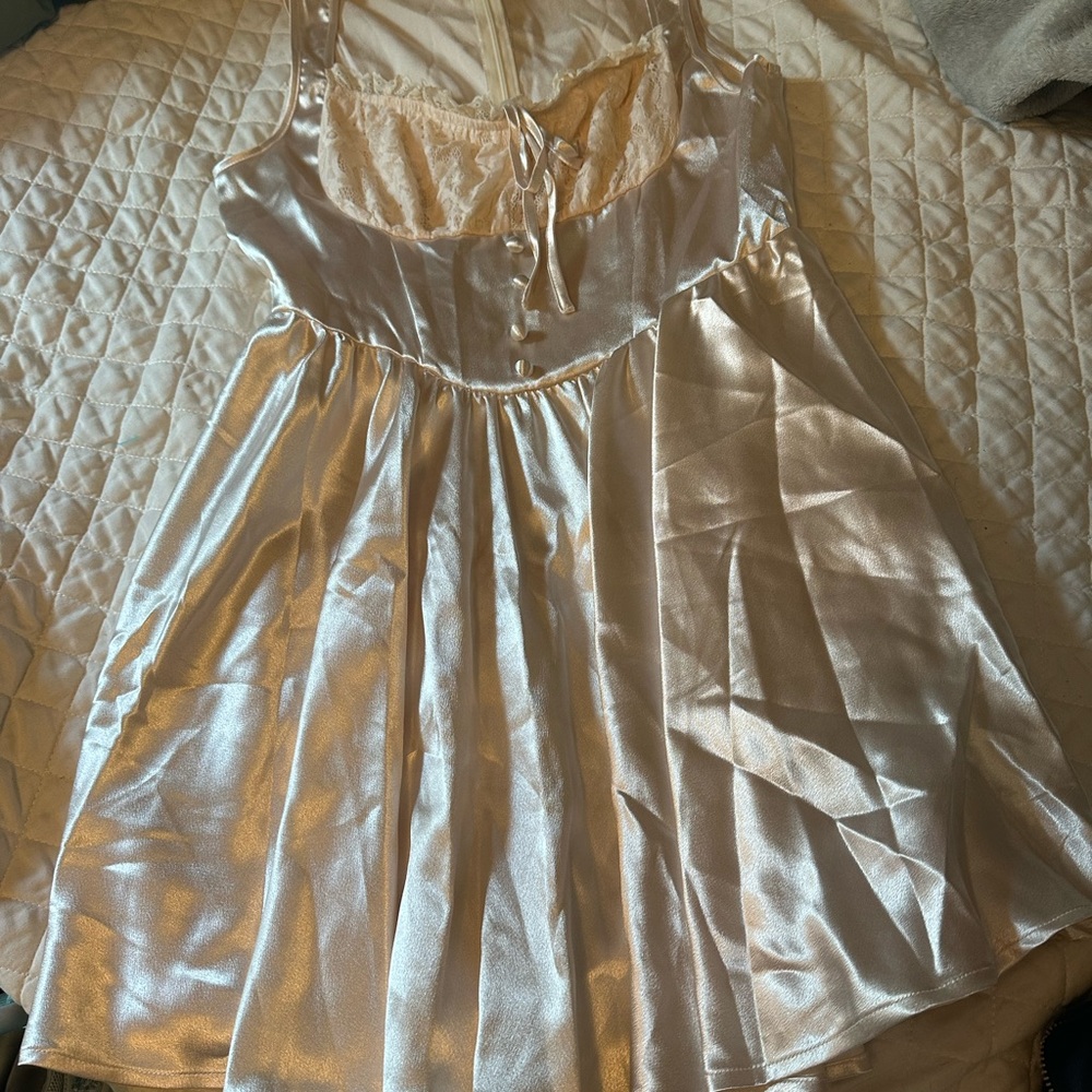 SHEIN Pearl White Satin Chemise